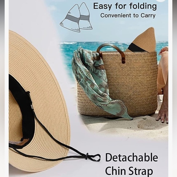 Host Pick! NWT Wide Brim Straw Hat with Black Ribbon (Beige) (Reg. $49.99 NWT) - Picture 2 of 4